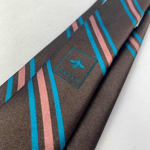 Gucci Gimental Striped Silk Tie in Brown - Picture 9 of 10